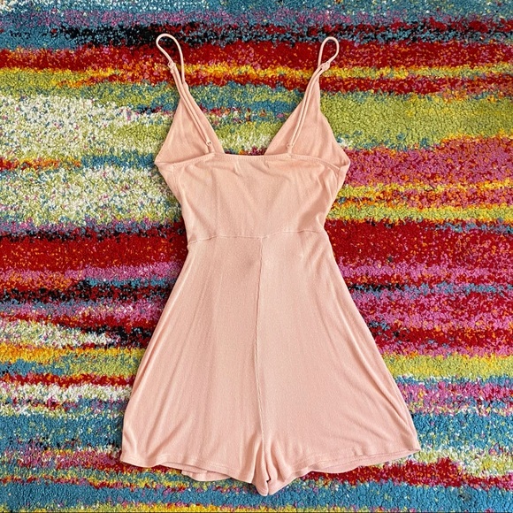 UO Lucy Knit Surplice Skort Romper - Picture 2 of 10